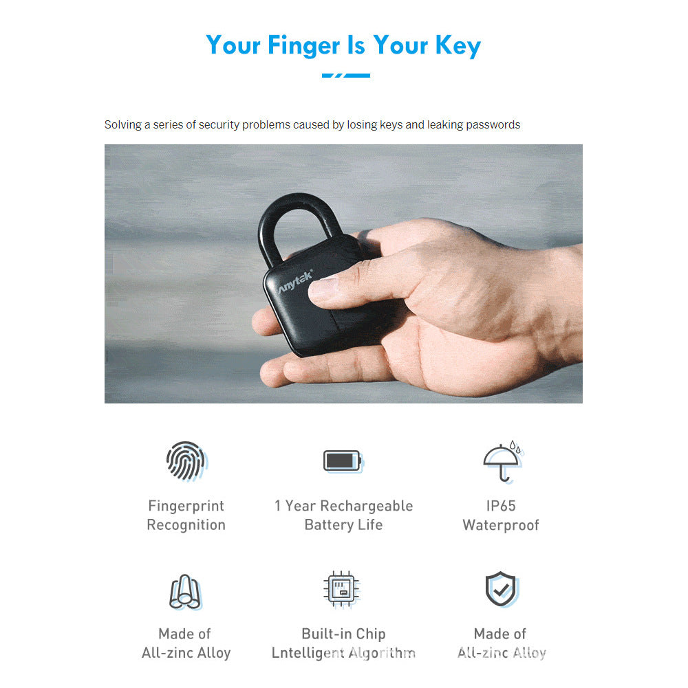 Azz SecureLock — Waterproof Fingerprint Padlock