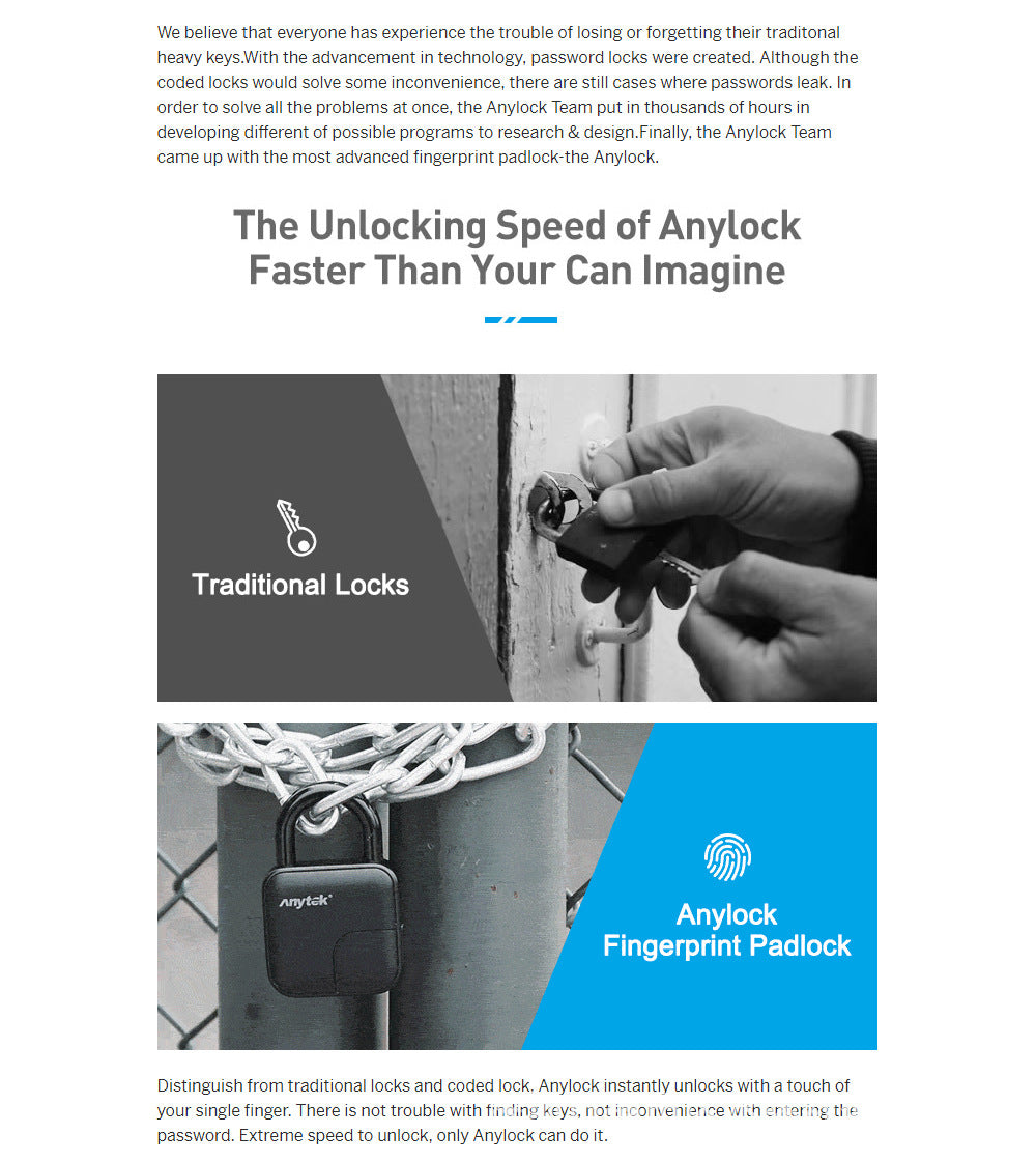 Azz SecureLock — Waterproof Fingerprint Padlock