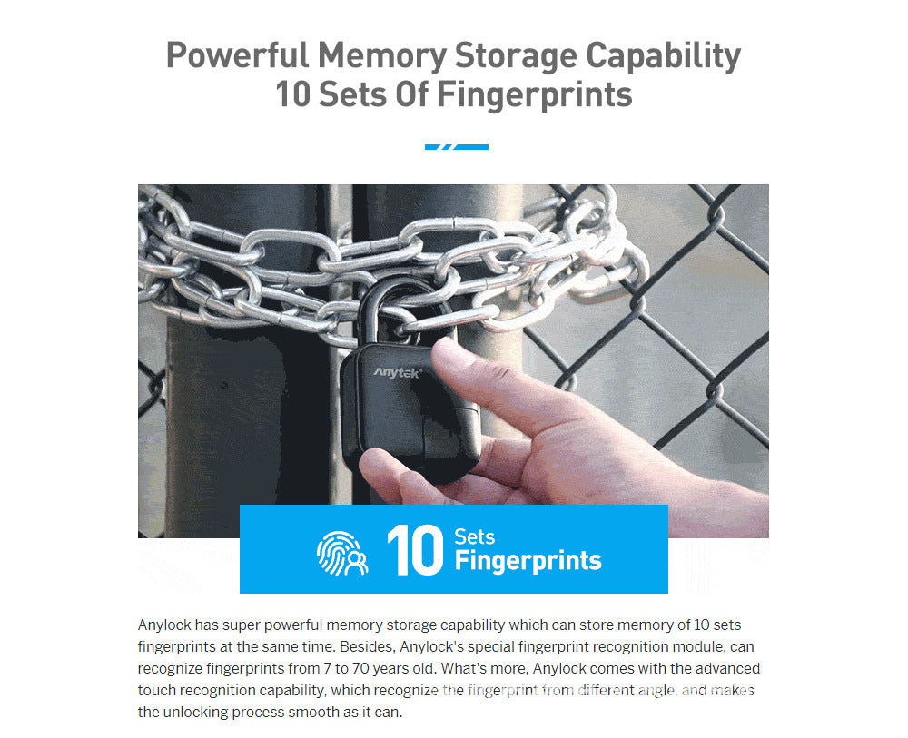 Azz SecureLock — Waterproof Fingerprint Padlock