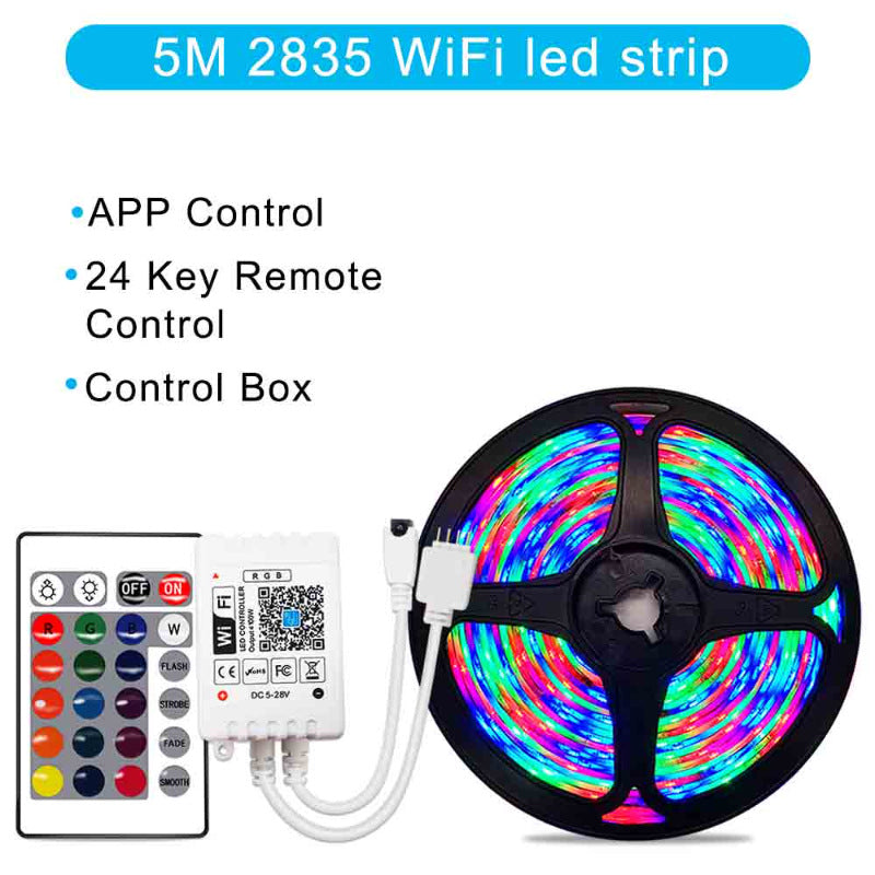 Azz smart LED light strip close-up of flexible tape and LEDs