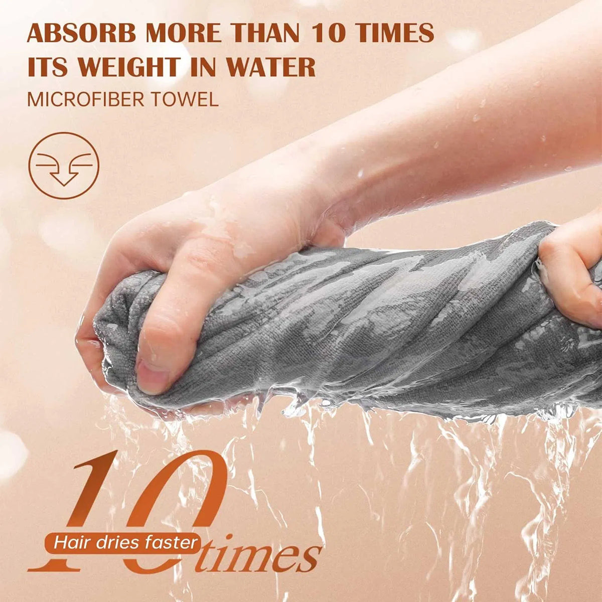 AZZ Hair Towel Wrap shown in pink and grey, worn after a shower