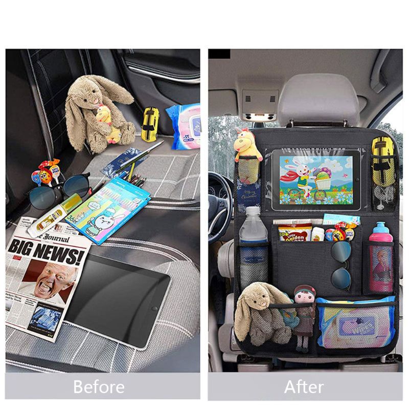Azz car organizer installed in vehicle back seat