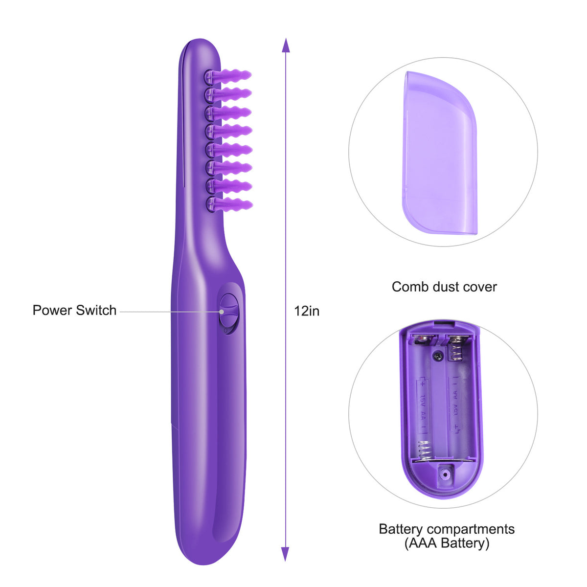 AZZ Detangling Brush features and battery detail