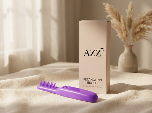 AZZ Detangling Brush branded packaging mockup