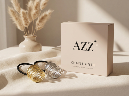 AZZ Chain Hair Tie branded packaging mockup
