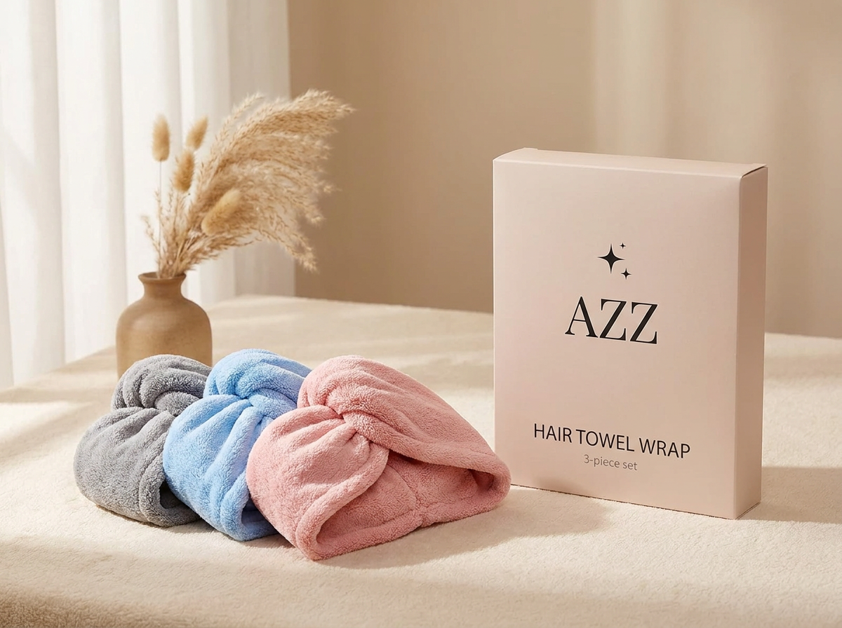 AZZ Hair Towel Wrap branded packaging mockup